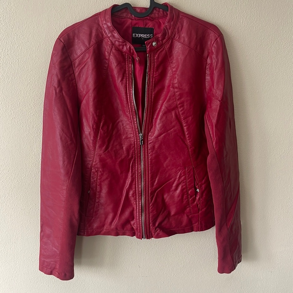 Womens Red express Medium Faux Leather jacket